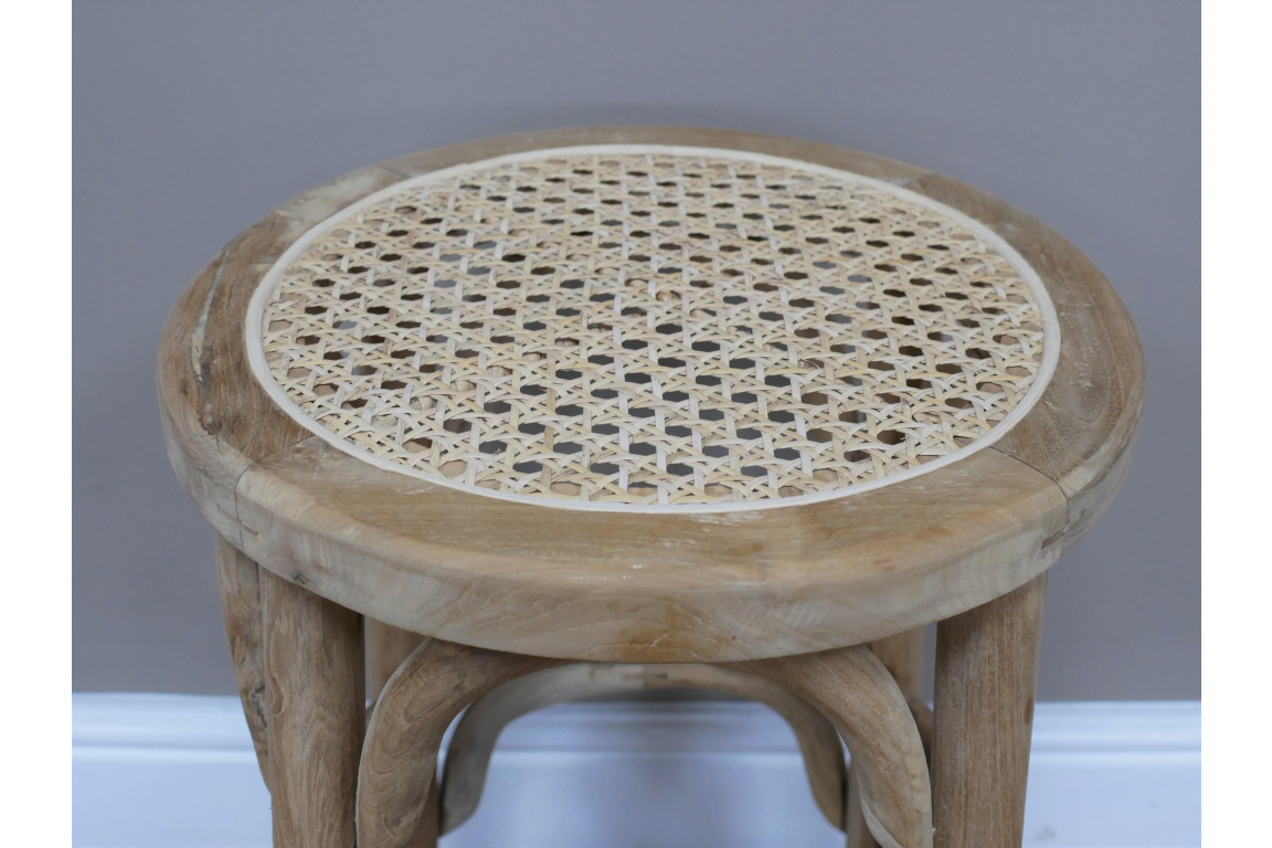 Rattan Wooden Stool - Low