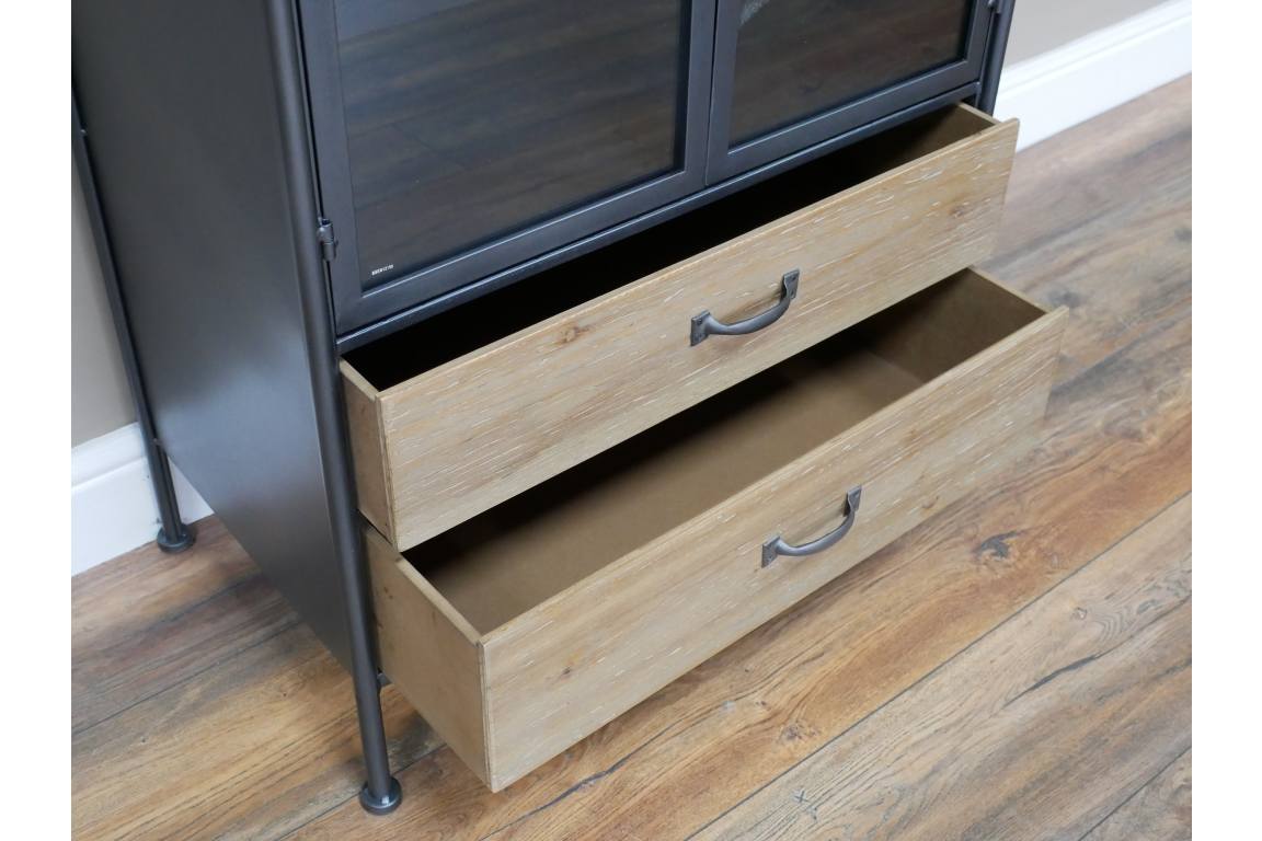 Black Industrial Wine Cabinet