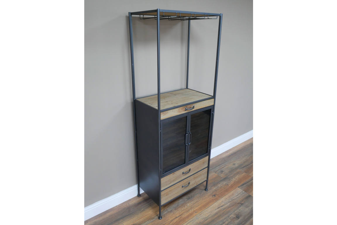 Black Industrial Wine Cabinet