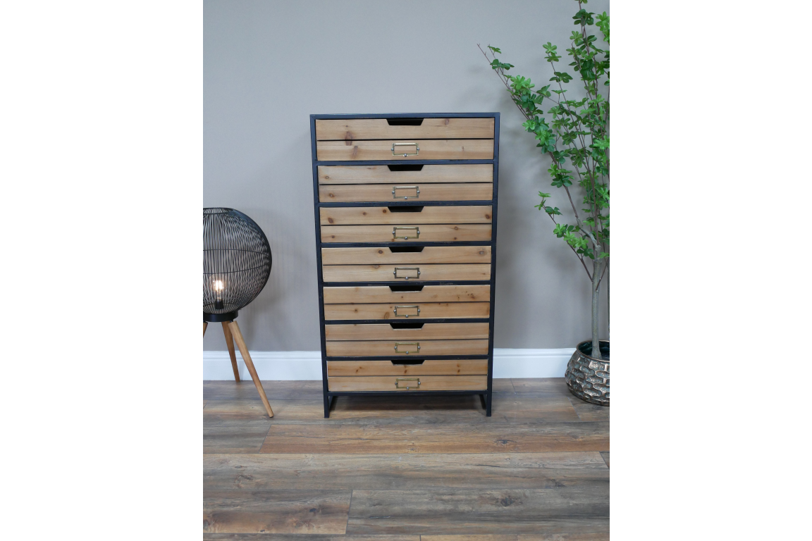 Multi Drawer Cabinet Wood & Metal