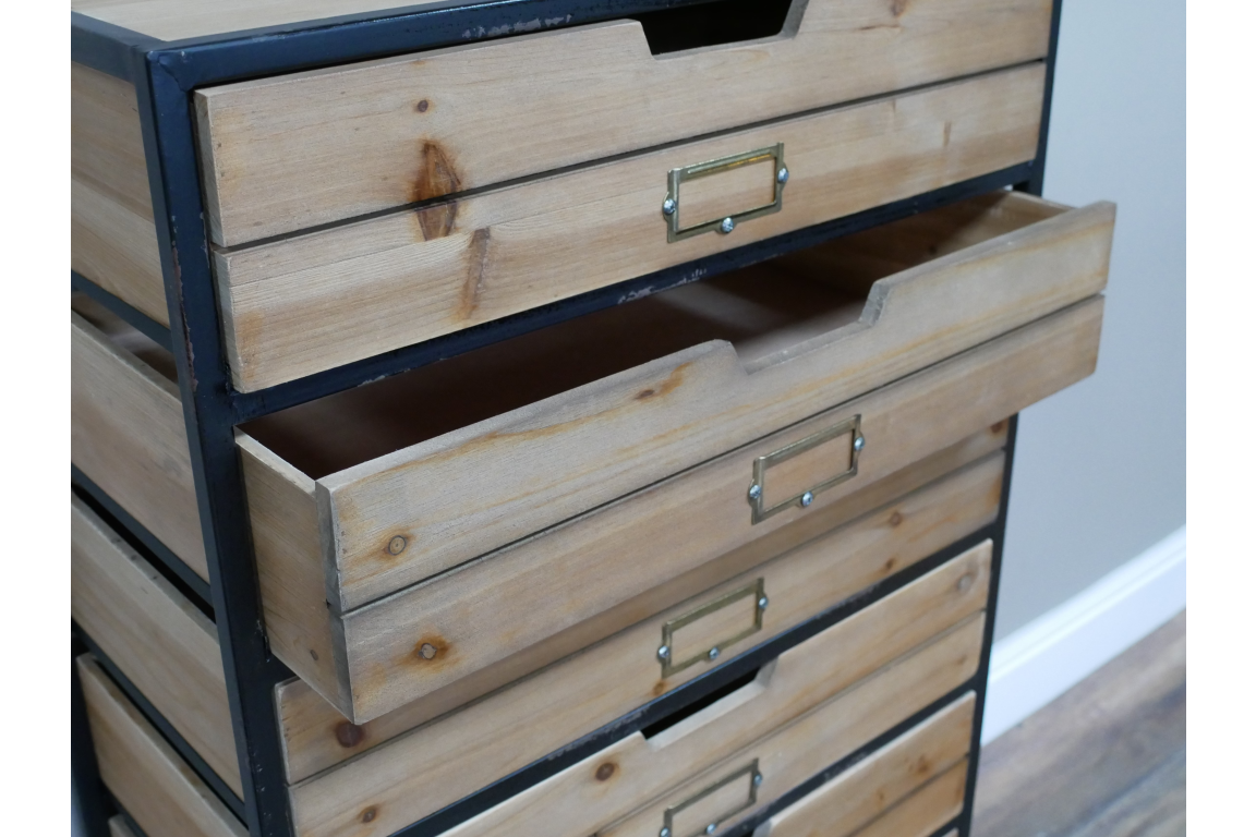 Multi Drawer Cabinet Wood & Metal