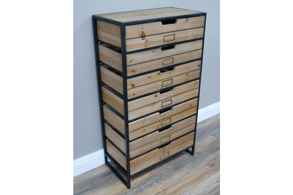 Multi Drawer Cabinet Wood & Metal