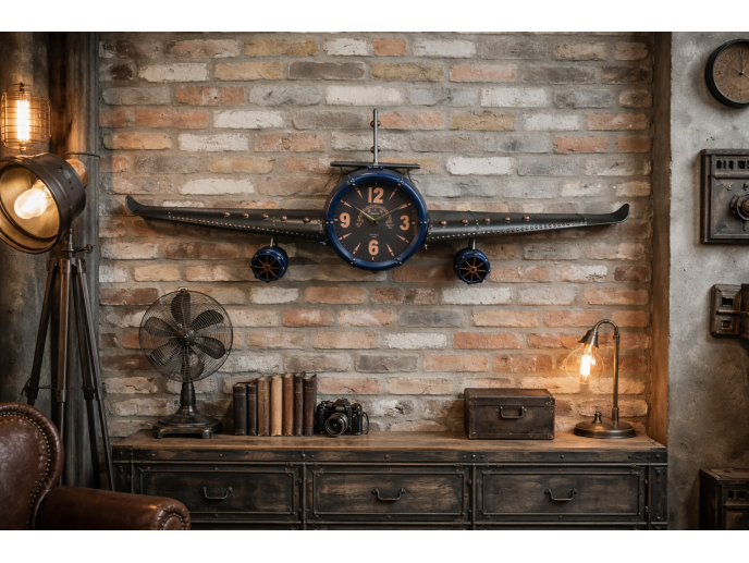 Aeroplane Wall Clock Blue / Black - back in stock