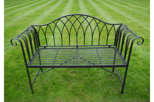 Outdoor Black Metal Garden Bench - Back In Stock