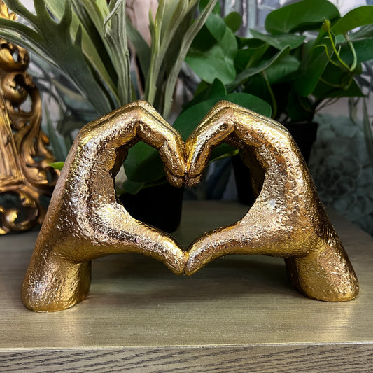 Hand Heart Ornament Gold