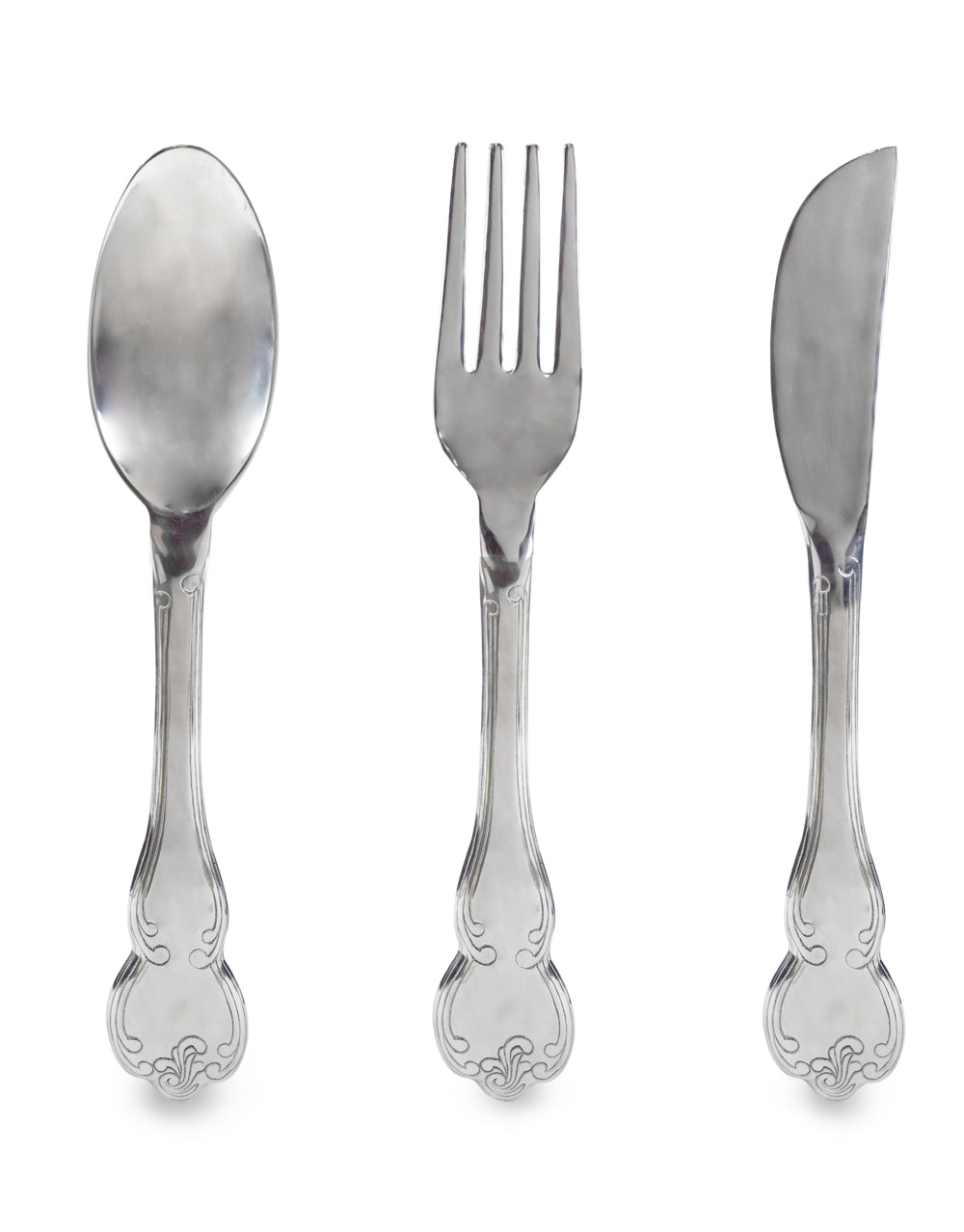 Antiqued Aluminium Fork, Knife & Spoon Set Wall Decor