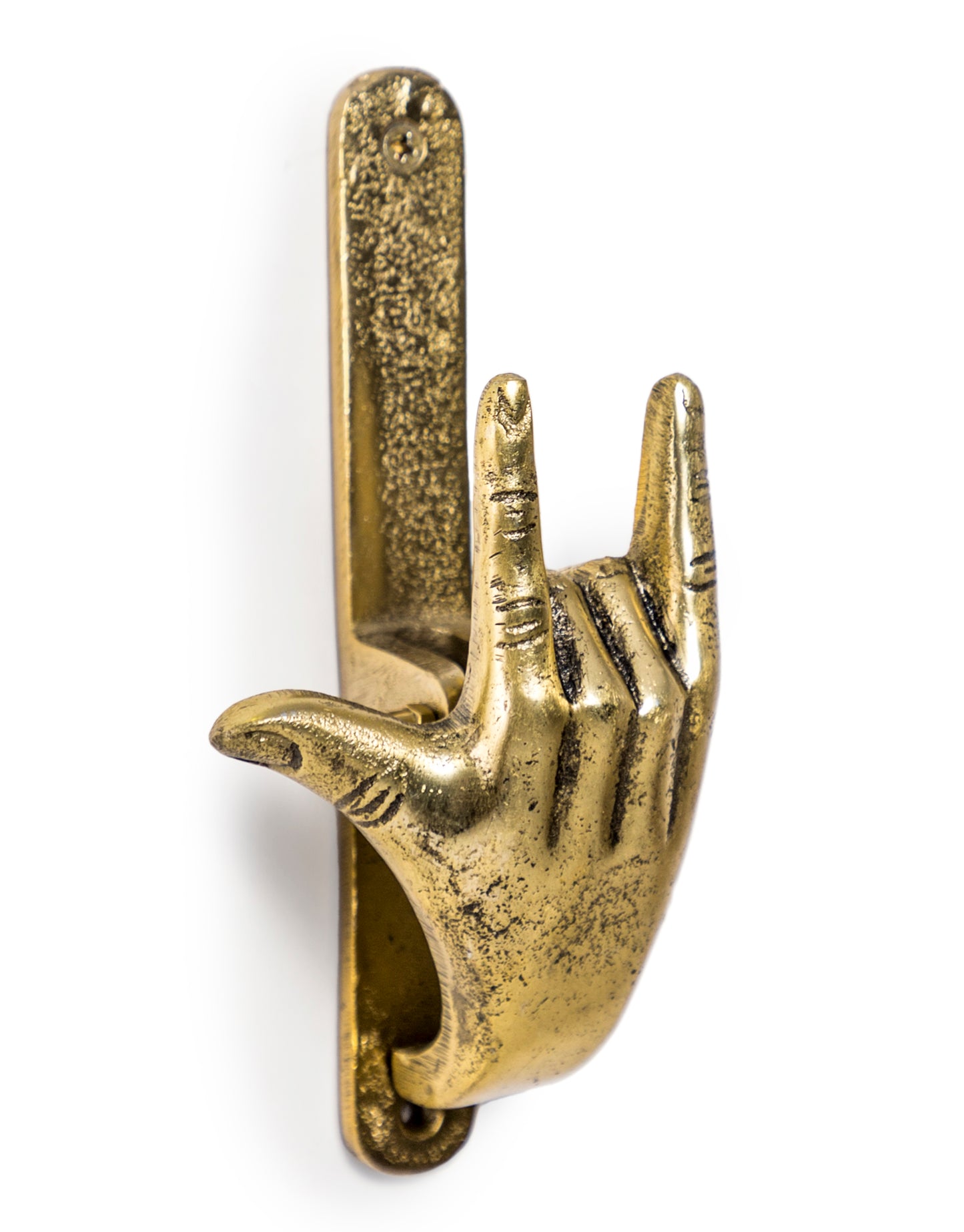 Antique Gold Rock On Hand Door Knocker