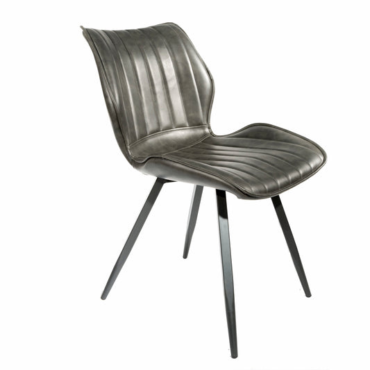 Bluebone Alfa Vegan Alfa Leather Dining Chair ALF01BSET-Grey