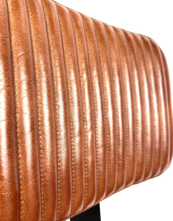 Industrial Vintage Style Ribbed Leather & Iron Chair