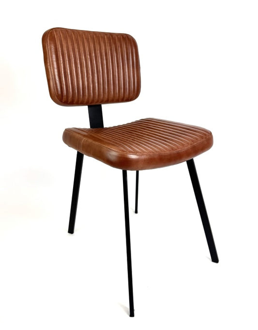 Industrial Vintage Style Ribbed Leather & Iron Chair