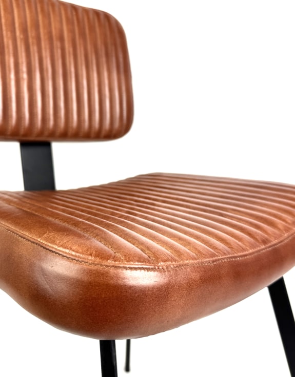 Industrial Vintage Style Ribbed Leather & Iron Chair
