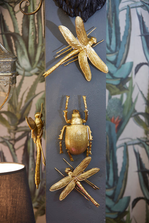 Medium Antique Gold Dragonfly Wall Figure