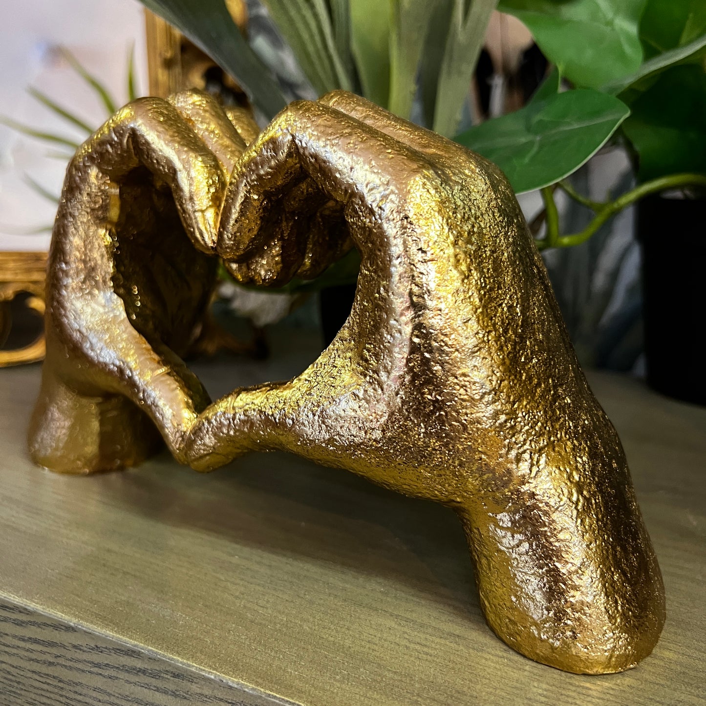 Hand Heart Ornament Gold