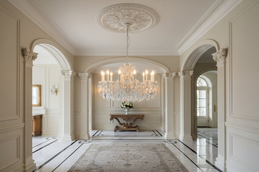 Shallow Antique Crackle White 12 Branch Chandelier - AS NEW x1 available at this discounted Price