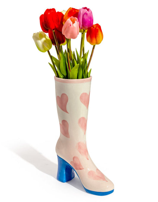 Ceramic Boot Vase - Hearts