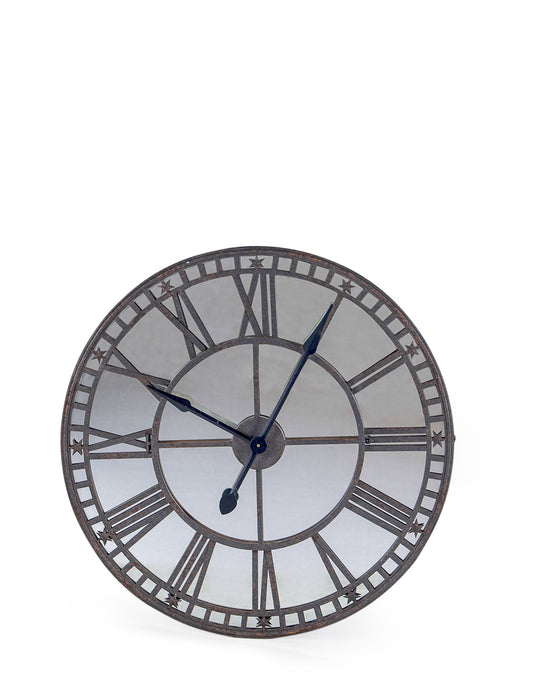 Large Antiqued Clock with Mirror Face