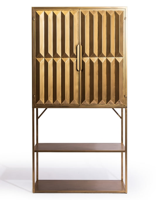 Industrial Cabinet Gold Fitzgerald with Shelves