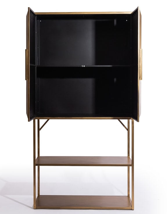 Industrial Cabinet Gold Fitzgerald with Shelves