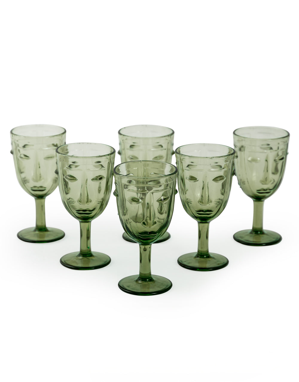 Deco Face Wine Glasses - Set Of 6