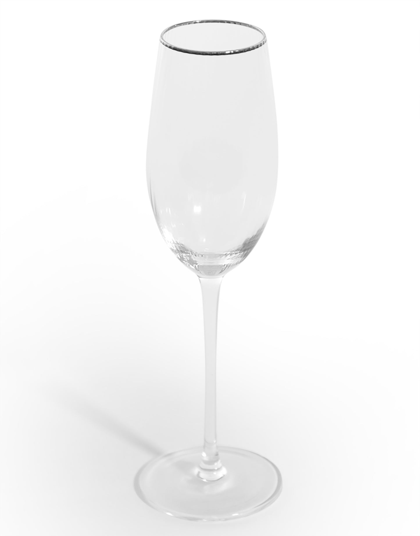 Set of 6 Traditional Champagne Flutes with Silver Rims