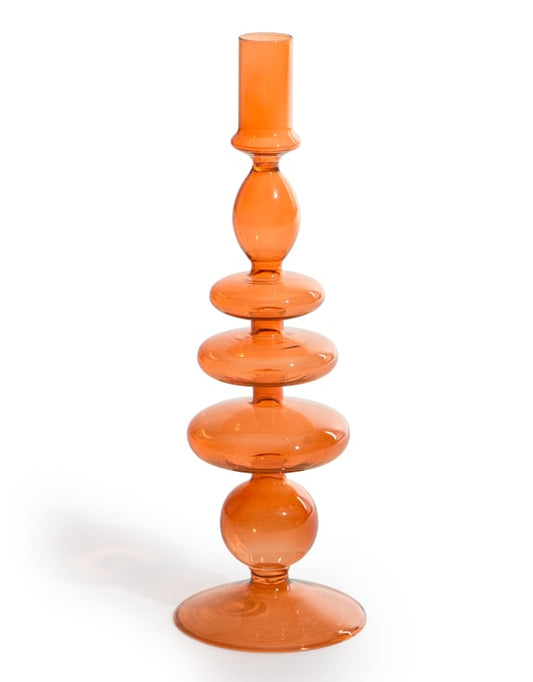 Glass Candle Holder - Burnt Orange