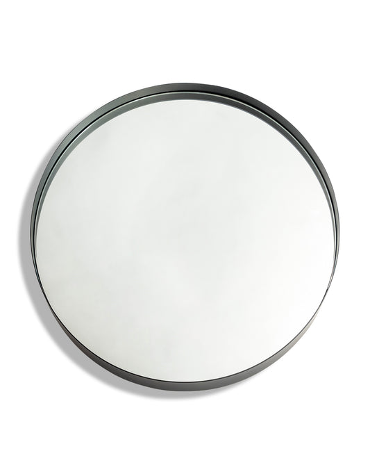 Large Round Matt Black Steel Framed Mirror