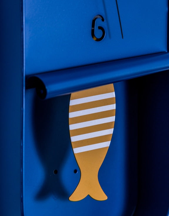 Blue Stripe Metal Sardine Tin Pendulum Wall Clock
