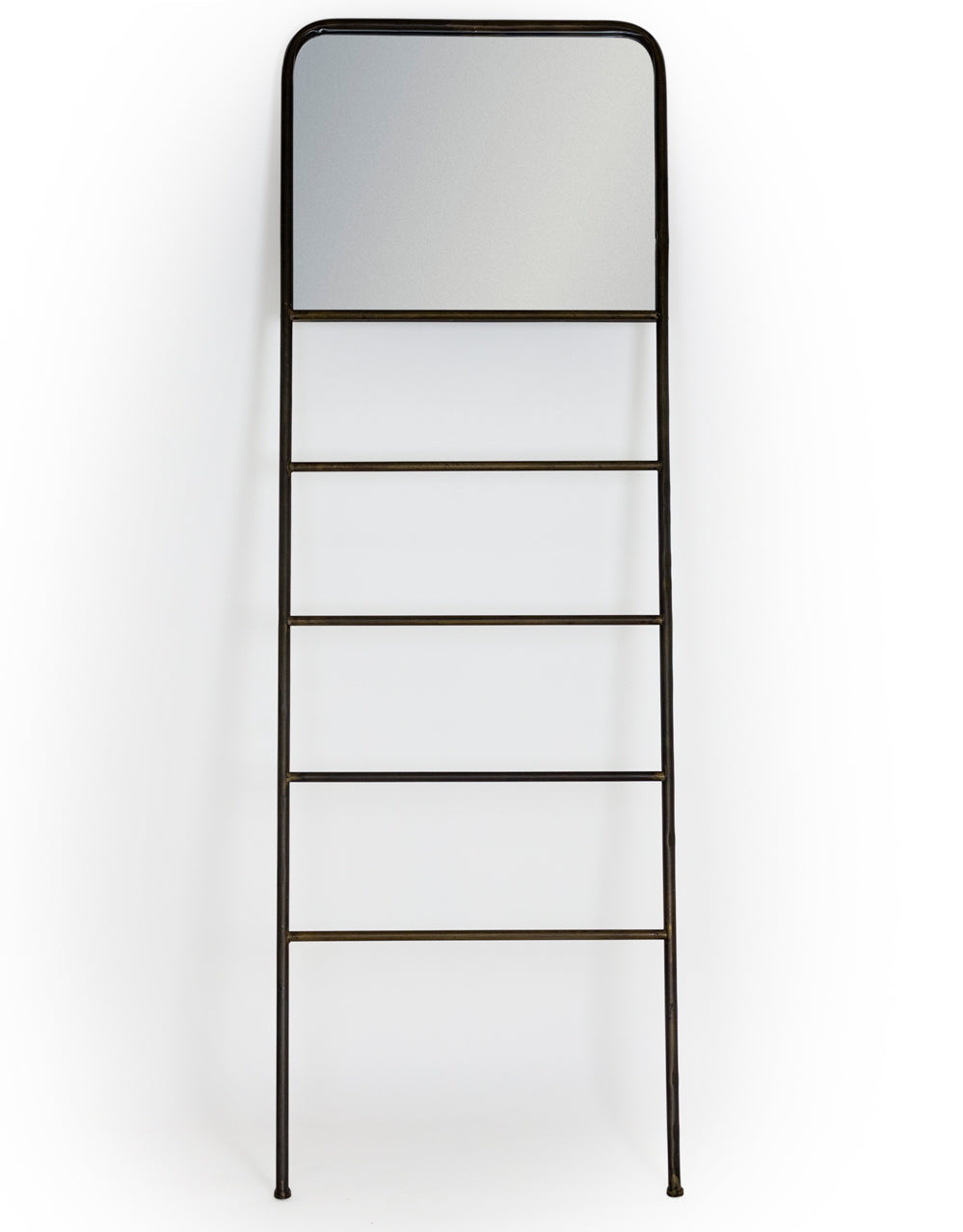Industrial Leaning Mirror with Hanging Rails