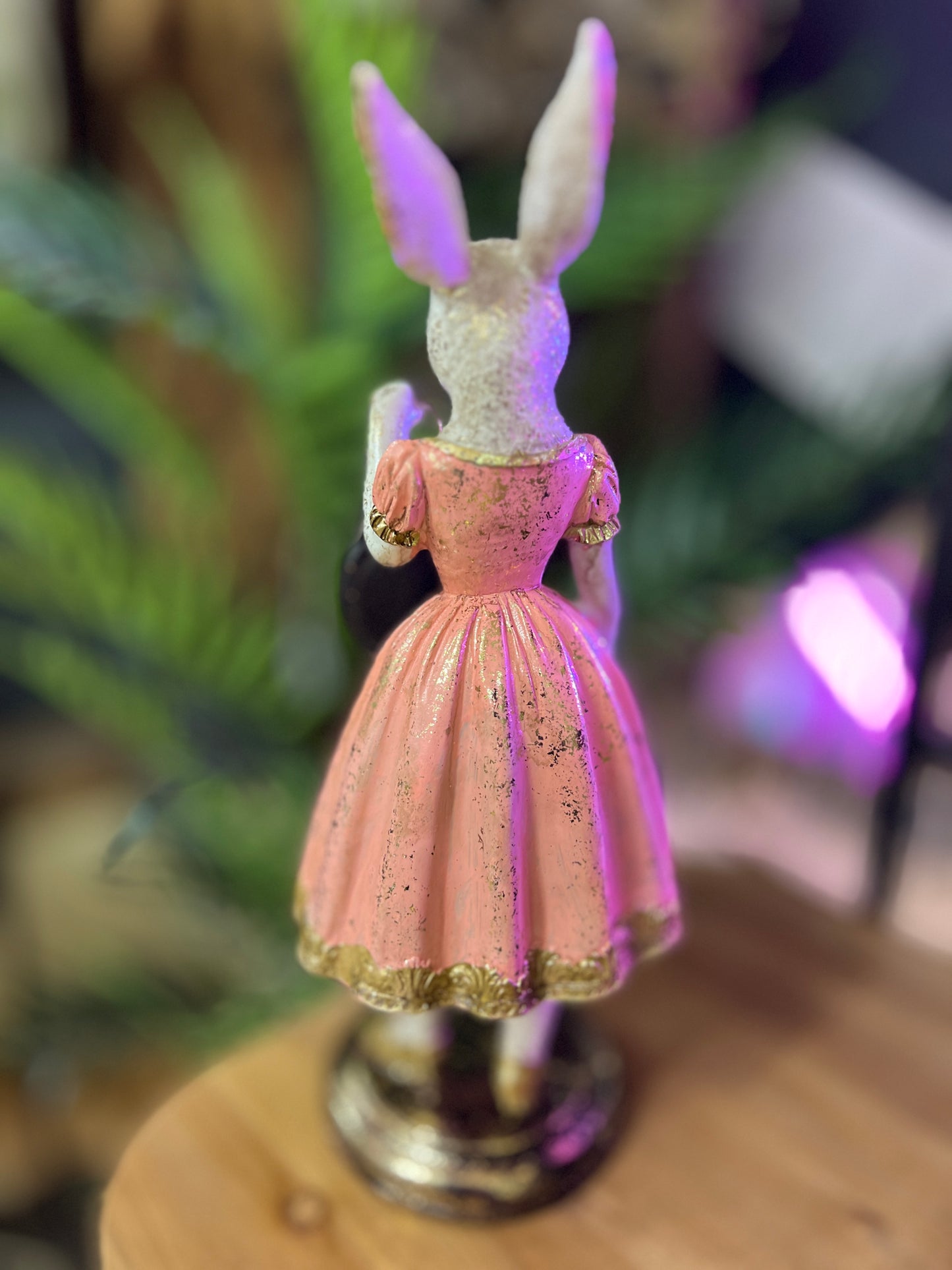 The Lady White Rabbit Standing Clock Figure Pink