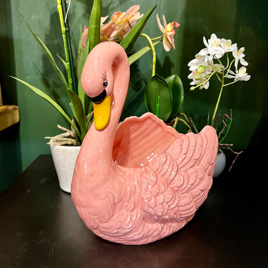 Pink Swan Ceramic Planter / Bowl