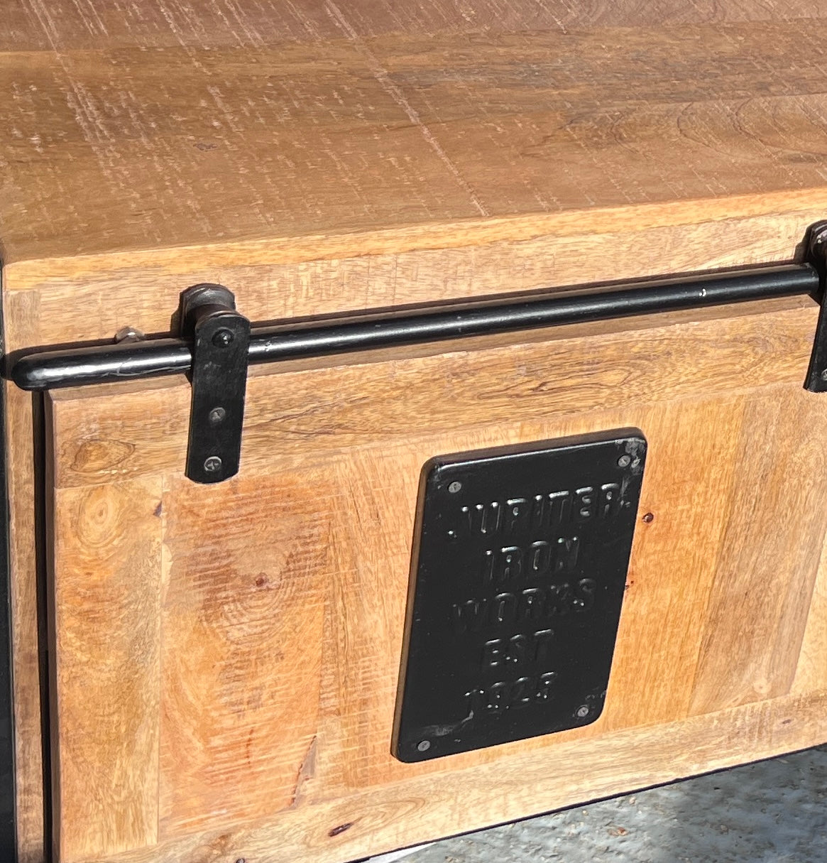 Industrial TV Cabinet With Sliding Doors -