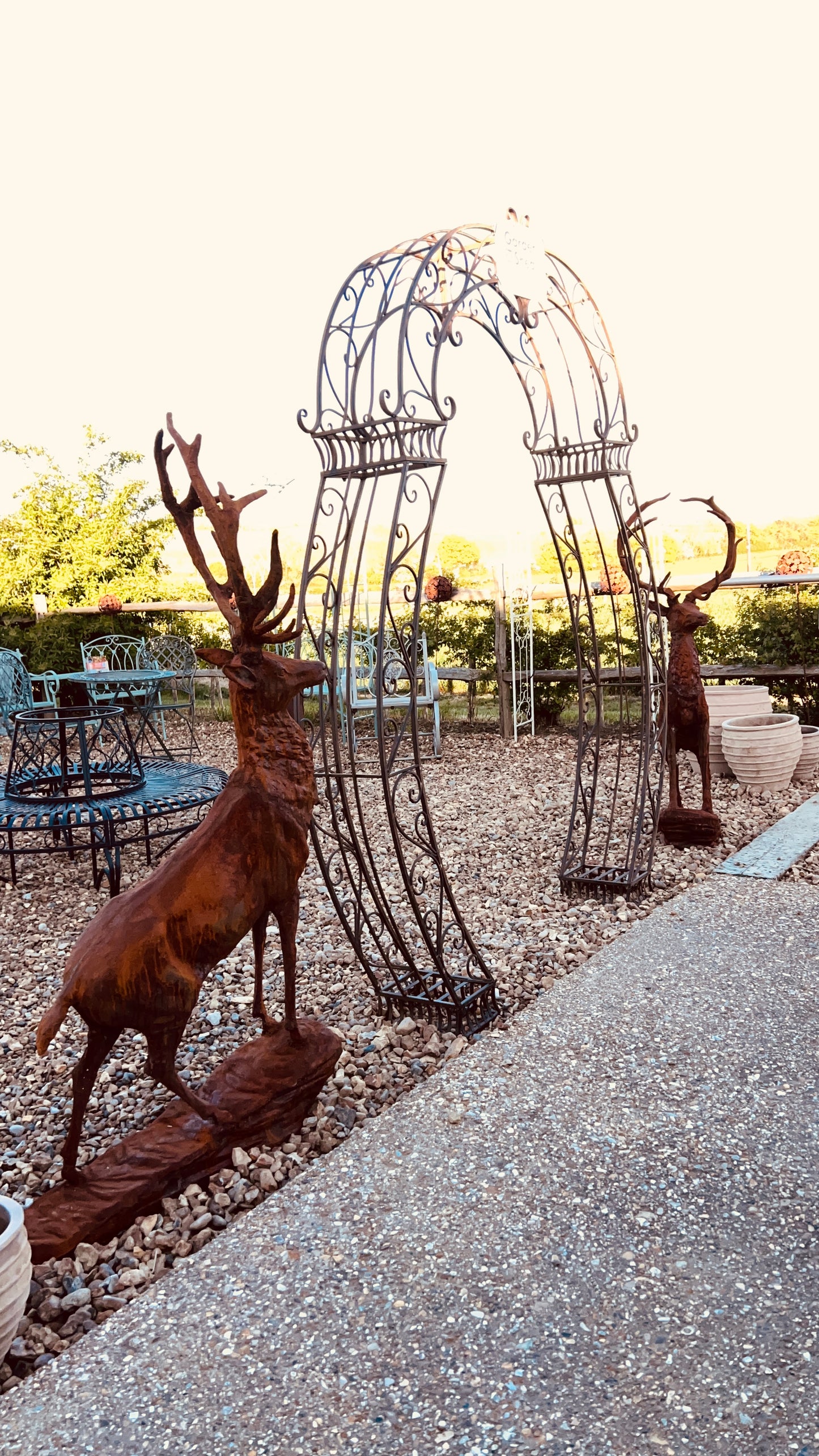 Pair of Rusty Stag Garden Statues
