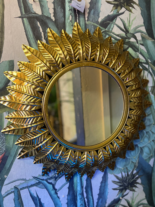 Small Gold Leaf Sun Mirror