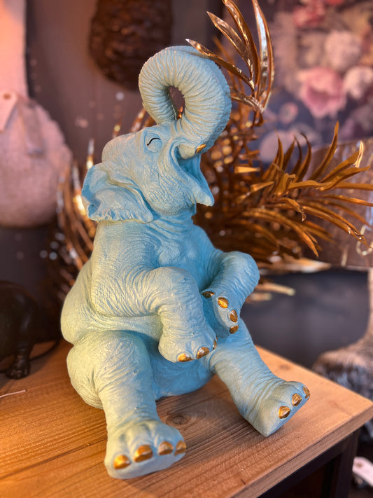 Pale Blue with Gold Details Laughing Elephant