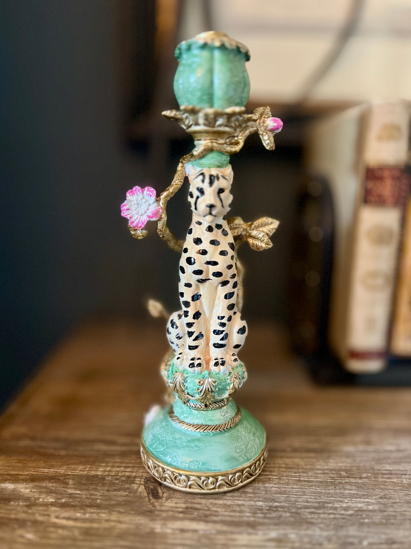 Ornate Leopard Candlestick
