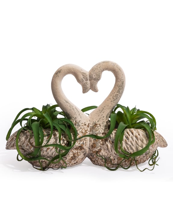 Swan Love Heart Planter