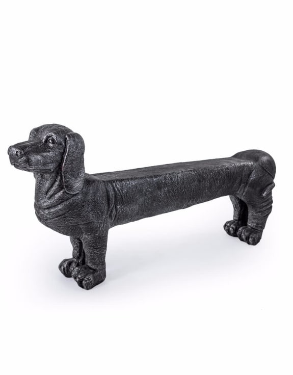 Long Black Dog Bench