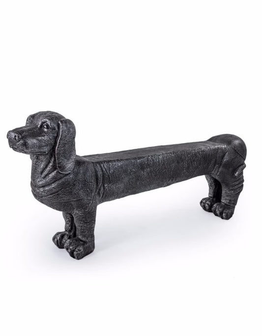 Long Black Dog Bench