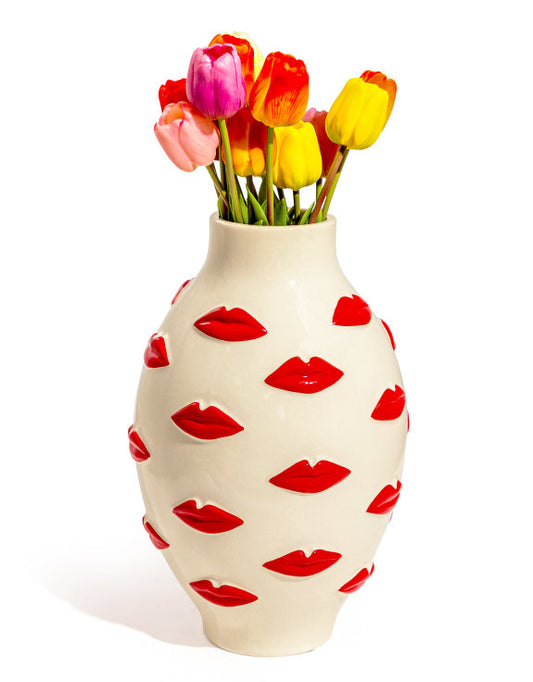 Ceramic Vase - Lips Red