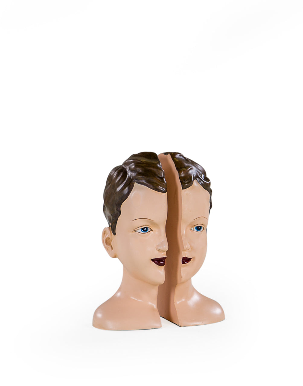 Antiqued Split Deco Head Bookends