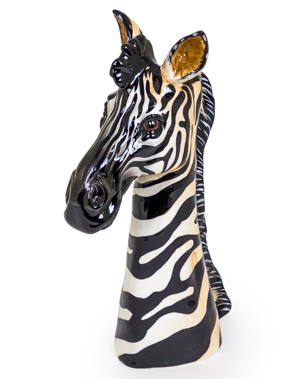 Hand Painted Ceramic Zebra Head Vase