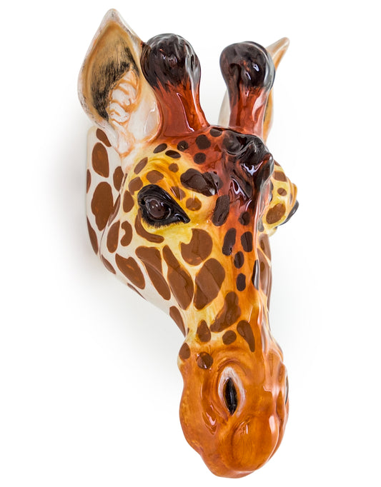Hand Painted Ceramic Giraffe Head Wall Sconce Vase