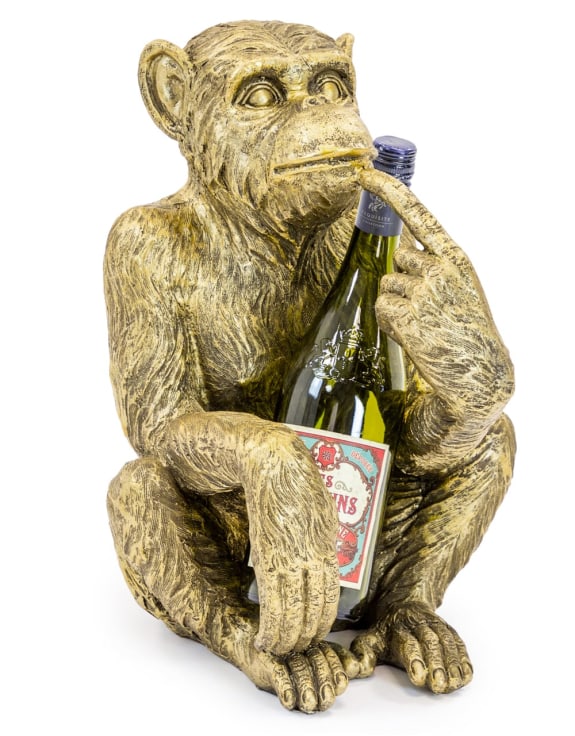 Antiqued Gold Sitting Monkey Figure/Bottle Holder SALE, Last One Left.