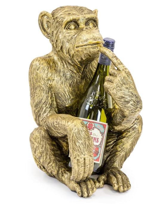 Antiqued Gold Sitting Monkey Figure/Bottle Holder SALE, Last One Left.