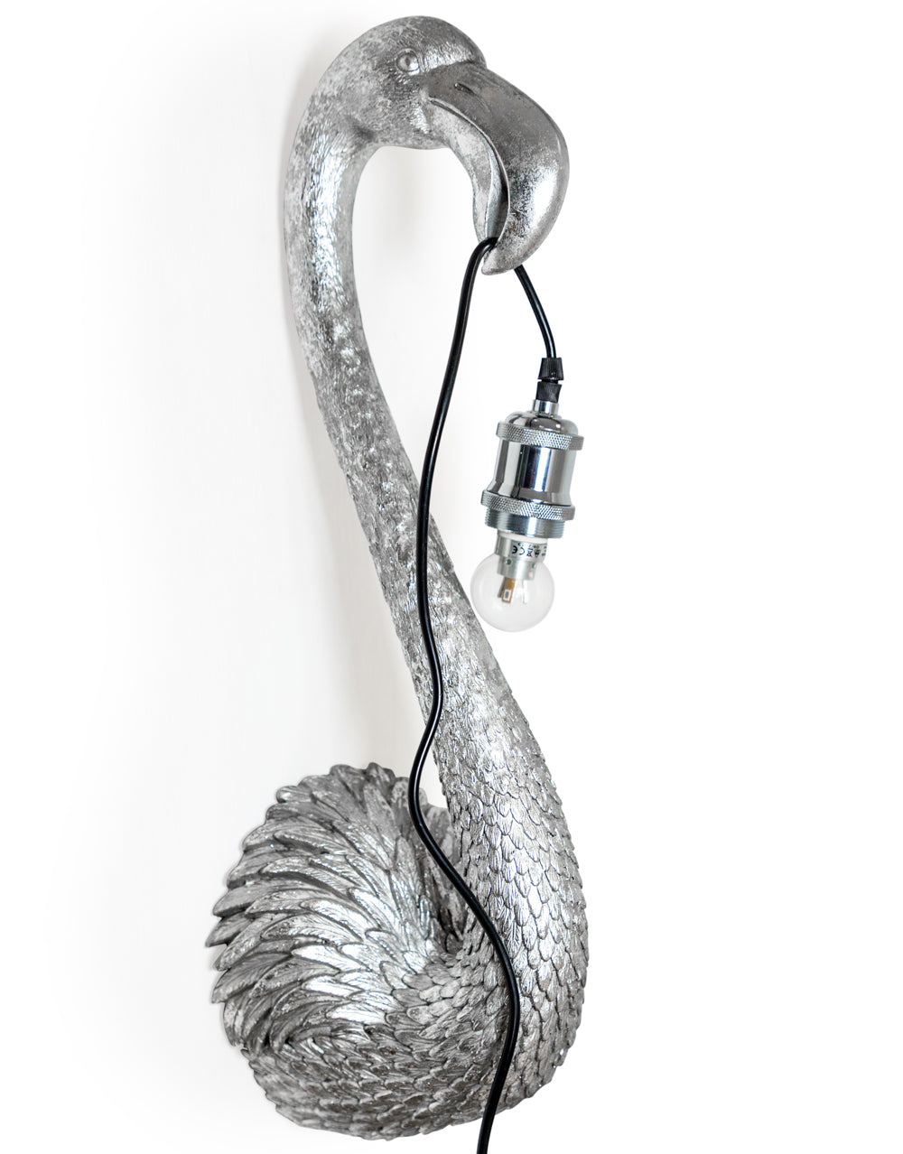 Antiqued Silver Flamingo Head Wall Lamp