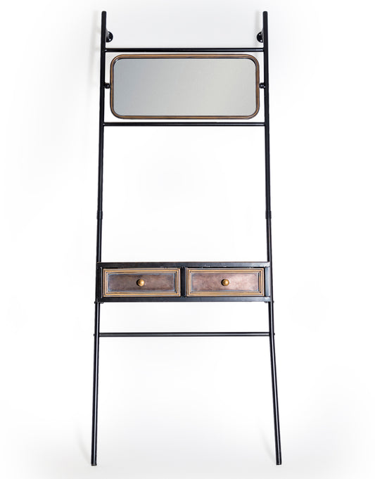 Black and Antique Gold "Orwell" Console Unit with Mirror