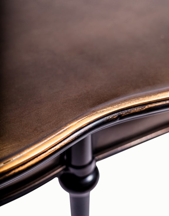 Black and Antiqued Gold Metal Console Table