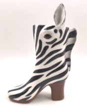 Zebra Head Heeled-Boot ceramic Vase