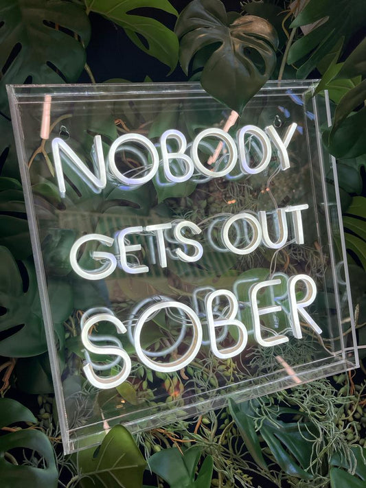 LED Neon Acrylic Light Box - Nobody Gets Out Sober