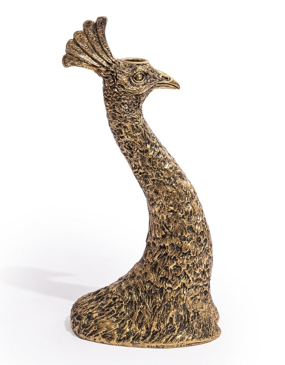 Gold Peacock Candle Holder